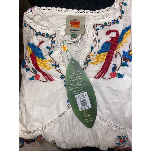 FARM Rio Dresses Farm Rio Macaw Crossstitch Embroidered Mididress